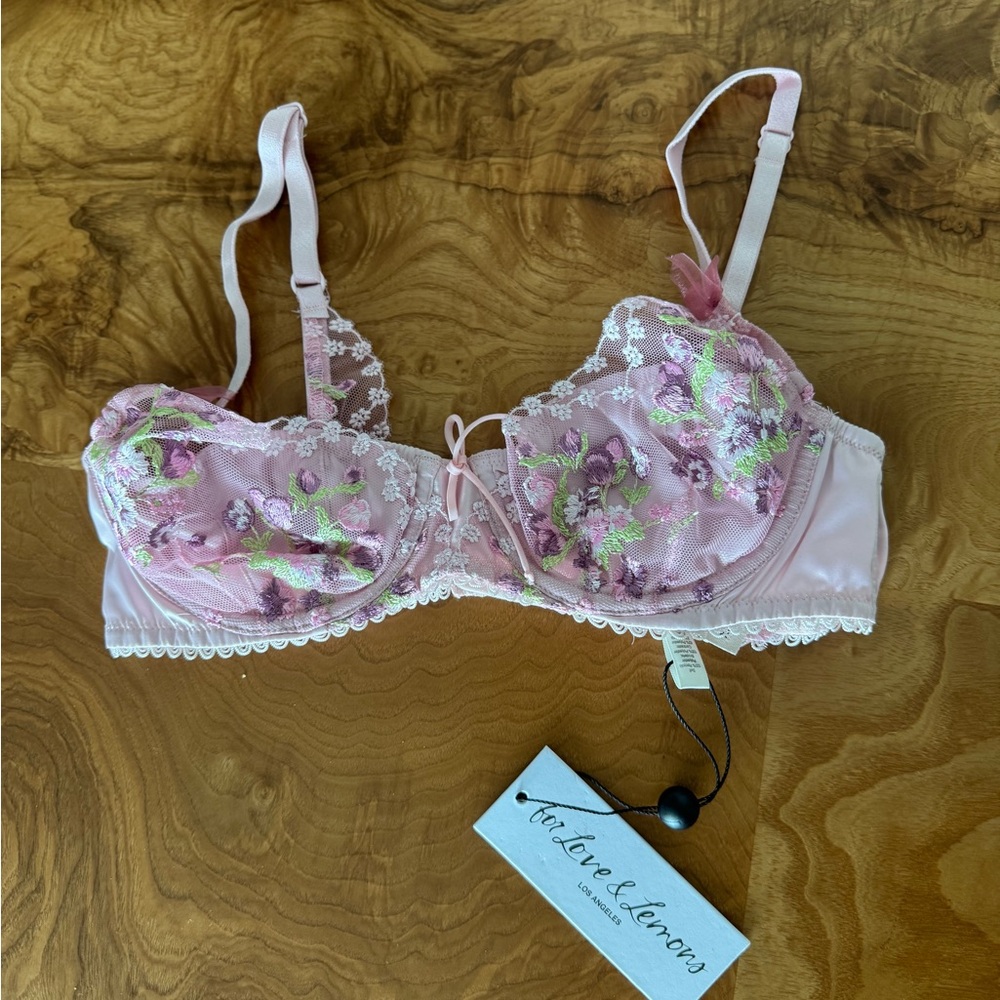 For Love And Lemons Pink and Purple Lace Bra